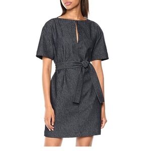 THEORY Dark Denim Belted Shift Dress 4